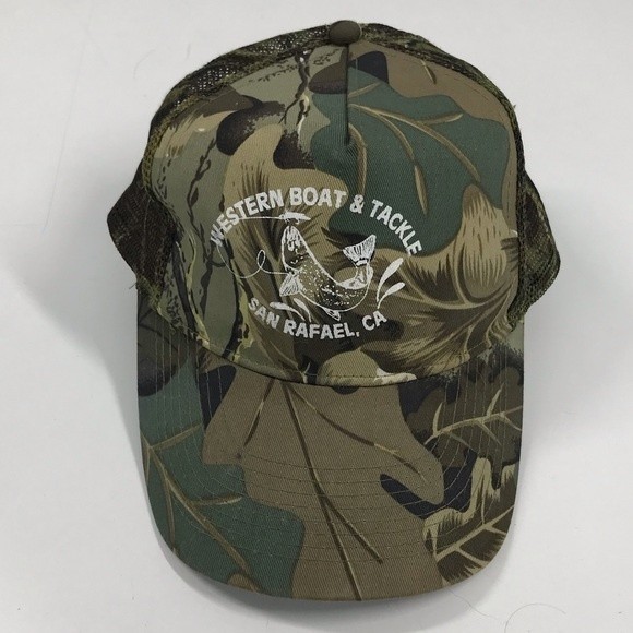 Other - Camo Mesh Back Trucker Hat Velcro Closure Western Boat & Tackle San Rafael CA